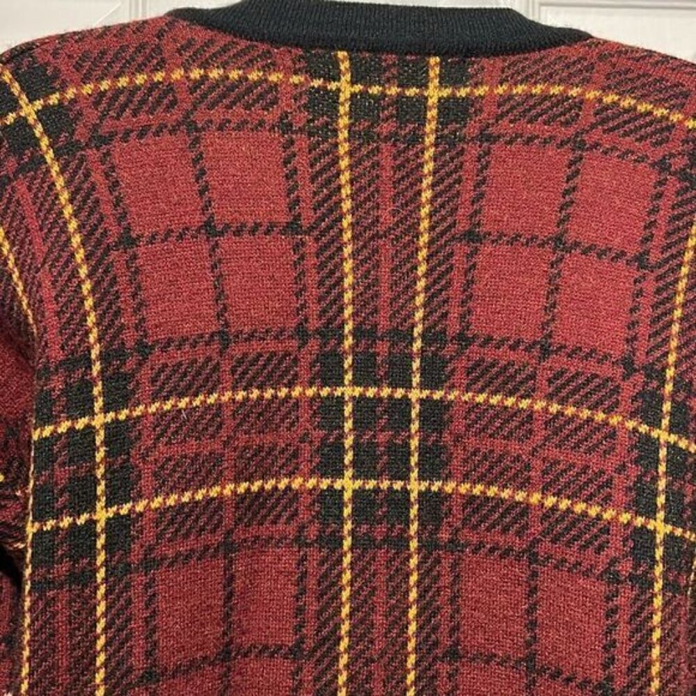 Jones New York Wool Blend Plaid Button Up Cardigan Size S fits S M - Picture 7 of 10